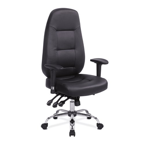 Nautilus Designs Babylon High Back Bonded Leather 24 Hour Synchronous Task Operator Office Chair With Multi-Adjustable Arms Black - BCL/R440/BK