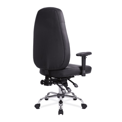 Nautilus Designs Babylon High Back Bonded Leather 24 Hour Synchronous Task Operator Office Chair With Multi-Adjustable Arms Black - BCL/R440/BK