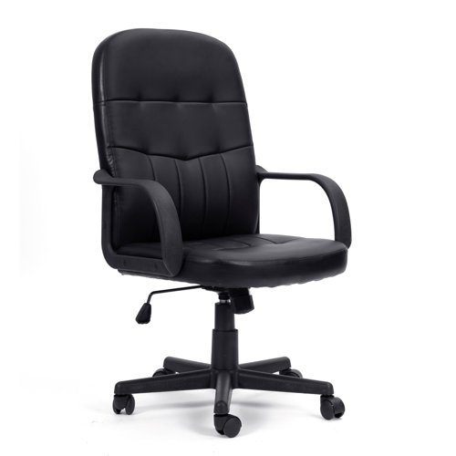 Nautilus Designs Orion High Back Bonded Leather Executive Office Chair With Integrated Lumbar Support and Fixed Arms Black - BCL/Z2207/BK  47130NA