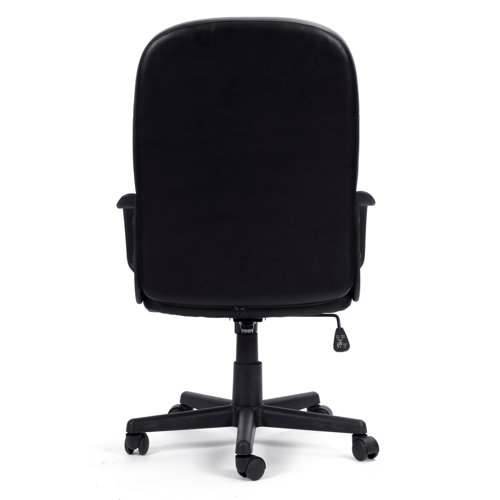 Nautilus Designs Orion High Back Bonded Leather Executive Office Chair With Integrated Lumbar Support and Fixed Arms Black - BCL/Z2207/BK