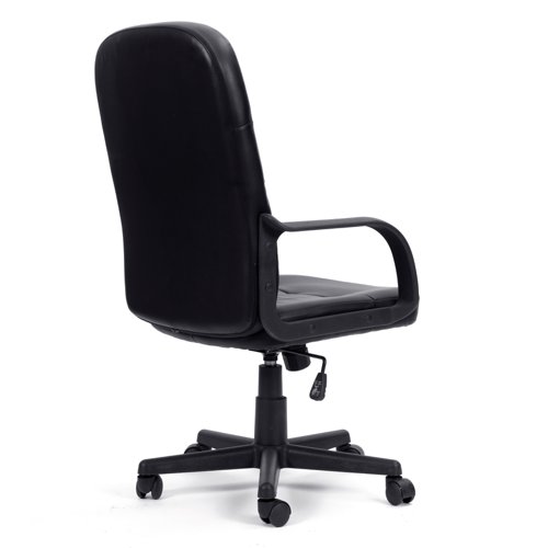 Nautilus Designs Orion High Back Bonded Leather Executive Office Chair With Integrated Lumbar Support and Fixed Arms Black - BCL/Z2207/BK Nautilus Designs