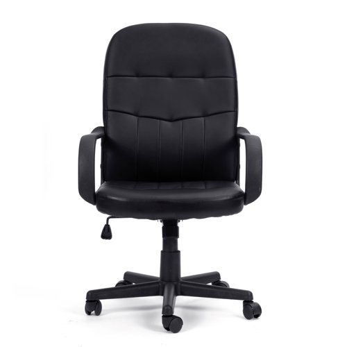 Nautilus Designs Orion High Back Bonded Leather Executive Office Chair With Integrated Lumbar Support and Fixed Arms Black - BCL/Z2207/BK Nautilus Designs