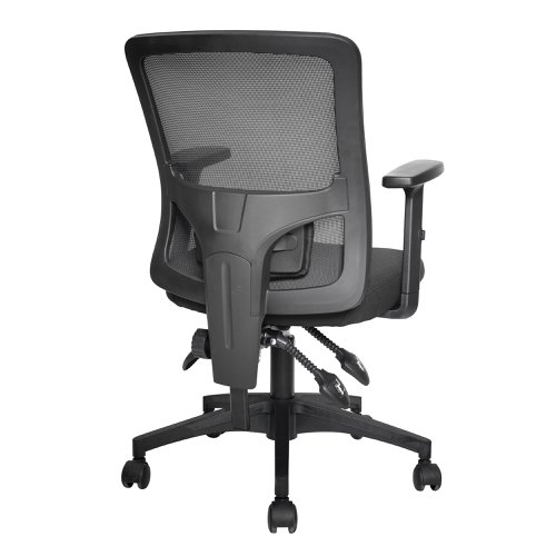 Nautilus Designs Barri Medium Back 3 Lever Mesh Task Operator Office Chair With Fabric Seat and Height Adjustable Arms Black - BCM/K610/BK