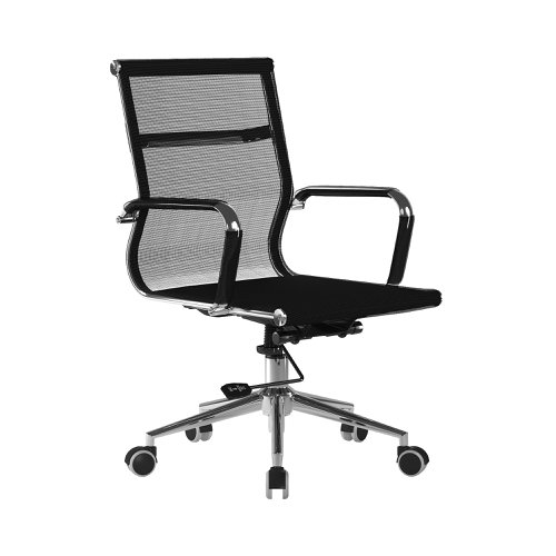 Contemporary Medium Back Mesh Executive Armchair with Chrome Base - Black | BCM/8003/BK | Nautilus Designs