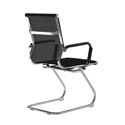 Nautilus Designs Aura Contemporary Medium Back Bonded Leather Executive Cantilever Visitor Chair With Fixed Arms Black - BCL/8003AV/BK