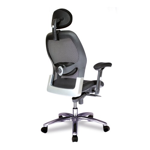 Nautilus Designs Hermes High Back Mesh Synchronous Executive Office Chair With Adjustable Lumbar Support & Headrest and Arms Black - BCM/F103/BK  47340NA