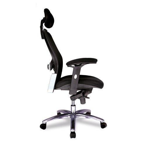 Nautilus Designs Hermes High Back Mesh Synchronous Executive Office Chair With Adjustable Lumbar Support & Headrest and Arms Black - BCM/F103/BK 47340NA