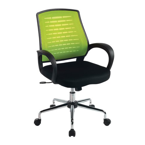 Nautilus Designs Carousel Medium Mesh Back Task Operator Office Chair With Fixed Arms Green - BCM/F1203/GN