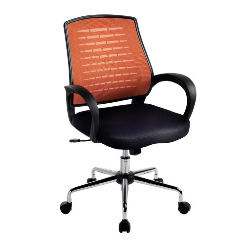 Nautilus Designs Carousel Medium Mesh Back Task Operator Office Chair With Fixed Arms Orange - BCM/F1203/OG