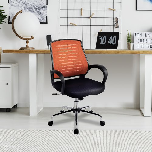 Nautilus Designs Carousel Medium Mesh Back Task Operator Office Chair With Fixed Arms Orange - BCM/F1203/OG