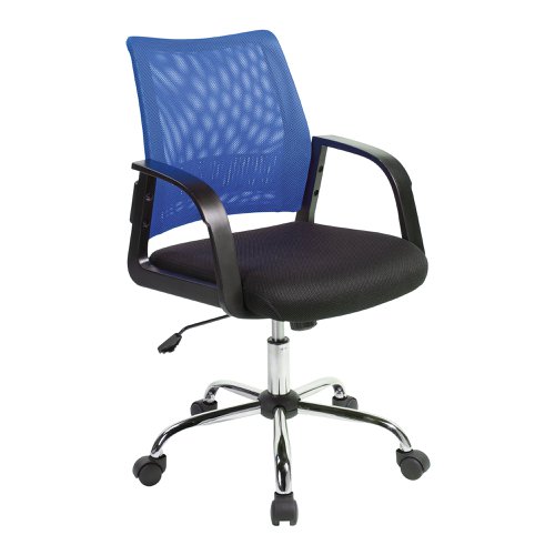 Nautilus Designs Calypso Medium Mesh Back Task Operator Office Chair With Fixed Arms Blue - BCM/F1204/BL