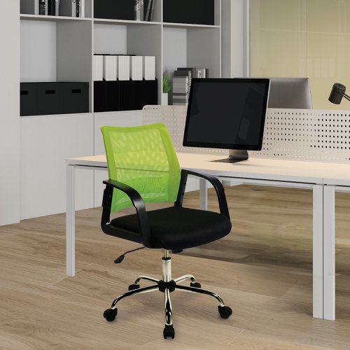 Nautilus Designs Calypso Medium Mesh Back Task Operator Office Chair With Fixed Arms Green - BCM/F1204/GN