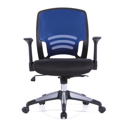 Nautilus Designs Graphite Medium Back Mesh Task Operator Office Chair With Folding Arms Blue - BCM/F560/BL
