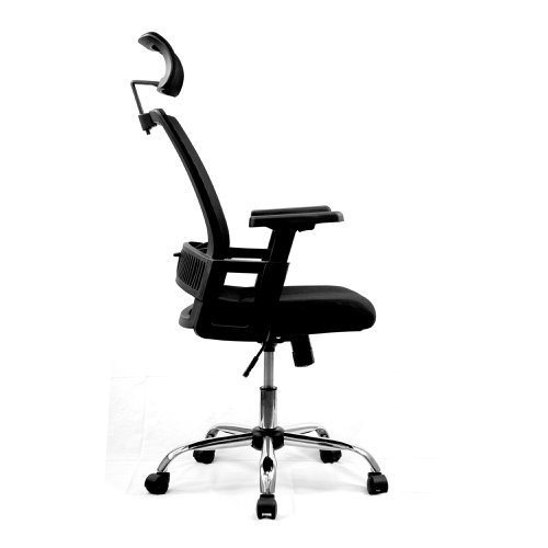 Nautilus Designs Alpha High Back Mesh Operator Office Chair with Headrest and Height Adjustable Arms Black - BCM/F816/BK  47382NA