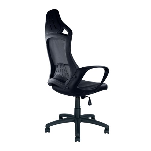 Nautilus Designs Ascot Slim High Back Mesh Task Operator Office Chair With Fixed Arms Black - BCM/G456/BK