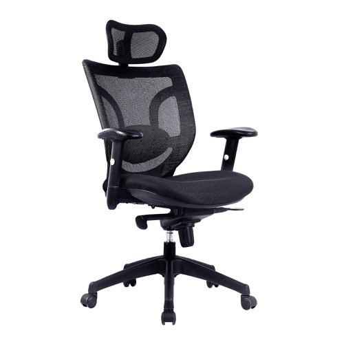 Newton High Back Mesh Synchronous Executive Armchair with Integral Headrest - Black