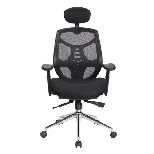 Nautilus Designs Polaris High Back Mesh Synchronous Executive Office Chair With Adjustable Headrest and Height Adjustable Arms Black - BCM/K113/BK 47333NA