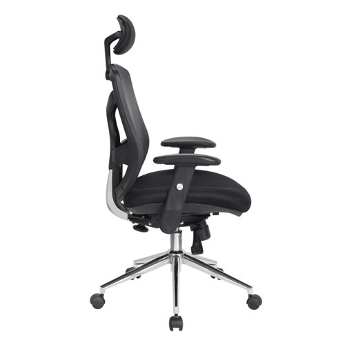 Nautilus Designs Polaris High Back Mesh Synchronous Executive Office Chair With Adjustable Headrest and Height Adjustable Arms Black - BCM/K113/BK Nautilus Designs