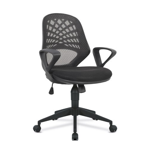 Mesh Back Operator Armchair with Fluted Black Nylon Base