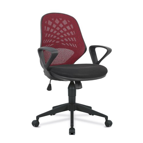 Nautilus Designs Lattice Medium Mesh Back Task Operator Office Chair With Fixed Arms Wine - BCM/K116/RD