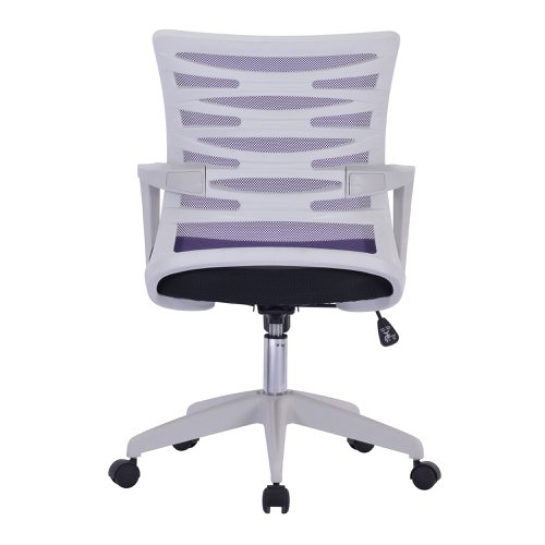 Nautilus Designs Spyro Designer Medium Back Detailed Mesh Task Operator Office Chair With Fixed Arms Purple Seat and White Frame - BCM/K488/WH-PL