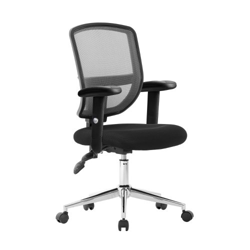 Nautilus Designs Nexus Designer Medium Back Mesh Operator Office Chair Sculptured Lumbar Spine Support and Adjustable Arms Black - BCM/K512/BK/ADT Office Chairs 40592NA