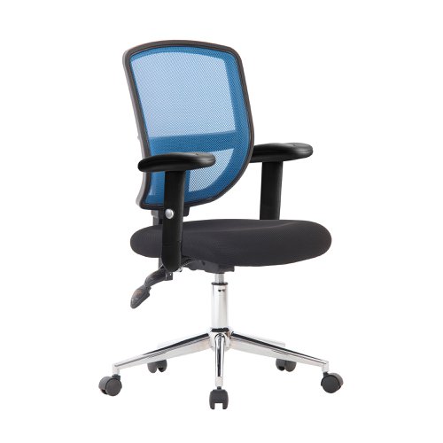 Nautilus Designs Nexus Designer Medium Back Mesh Operator Office Chair Sculptured Lumbar Spine Support and Adjustable Arms Blue - BCM/K512/BL/ADT 40599NA Buy online at Office 5Star or contact us Tel 01594 810081 for assistance