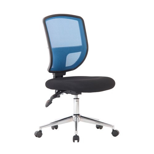 Nautilus Designs Nexus Designer Medium Back Two Tone Mesh Operator Office Chair With Sculptured Lumbar & Spine Support No Arms Blue - BCM/K512/BL  47410NA