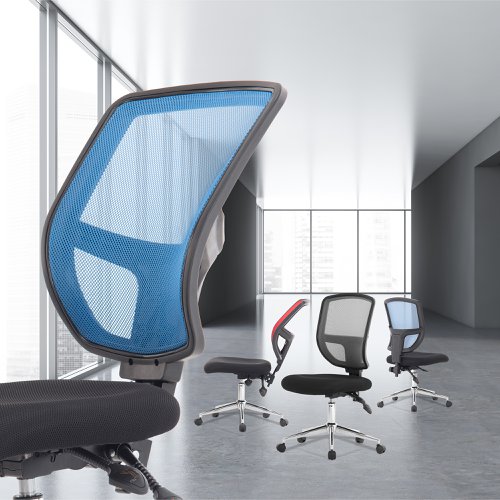 Nautilus Designs Nexus Designer Medium Back Two Tone Mesh Operator Office Chair With Sculptured Lumbar & Spine Support No Arms Blue - BCM/K512/BL 47410NA Buy online at Office 5Star or contact us Tel 01594 810081 for assistance