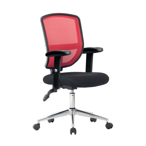 Nautilus Designs Nexus Designer Medium Back Mesh Operator Office Chair Sculptured Lumbar Spine Support and Adjustable Arms Red - BCM/K512/RD/ADT