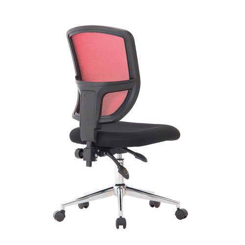 Nautilus Designs Nexus Designer Medium Back Two Tone Mesh Operator Office Chair With Sculptured Lumbar & Spine Support No Arms Red - BCM/K512/RD 47396NA Buy online at Office 5Star or contact us Tel 01594 810081 for assistance