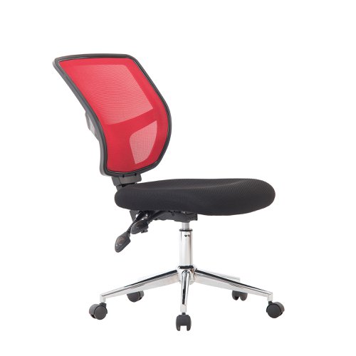 Nautilus Designs Nexus Designer Medium Back Two Tone Mesh Operator Office Chair With Sculptured Lumbar & Spine Support No Arms Red - BCM/K512/RD 47396NA Buy online at Office 5Star or contact us Tel 01594 810081 for assistance