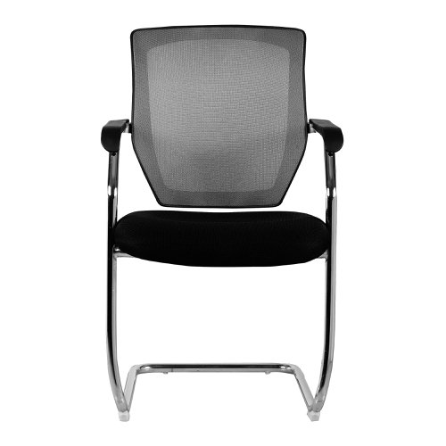 47361NA - Nautilus Designs Nexus Designer Medium Back Two Tone Mesh Visitor Chair Sculptured Lumbar/Spine Support & Fixed Arms Black - BCM/K512V/BK