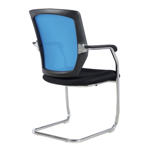 Nautilus Designs Nexus Designer Medium Back Two Tone Mesh Visitor Chair Sculptured Lumbar/Spine Support & Fixed Arms Blue - BCM/K512V/BL 47368NA