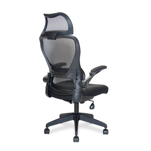 Nautilus Designs Canis High Back Mesh Task Operator Office Chair With Moulded Foam Seat Folding Arms and Optional Headrest Black - BCM/K540/BK