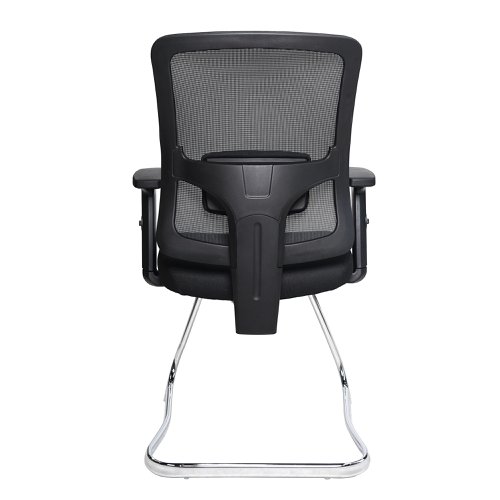 Nautilus Designs Barri Medium Back Mesh Visitor Chair With Fabric Seat and Height Adjustable Arms Black - BCM/K610V/BK