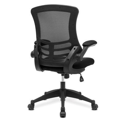 47277NA | One of our most popular high back mesh chairs features a fully reclining tilt mechanism lockable in the upright position - adjustable to suit the individual's bodyweight (tension control), folding arms, an AIRFLOW mesh seat, posture contoured mesh back and a stylish black shell with sturdy matching 5 star base. It will provide you with comfort and style for any desired purpose.