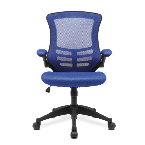 Nautilus Designs Luna Designer High Back Mesh Blue Task Operator Office Chair With Folding Arms and Black Shell - BCM/L1302/BL 46976NA Buy online at Office 5Star or contact us Tel 01594 810081 for assistance