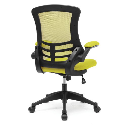 47291NA - Nautilus Designs Luna Designer High Back Mesh Green Task Operator Office Chair With Folding Arms and Black Shell - BCM/L1302/GN