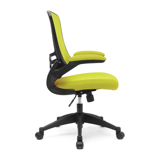 47291NA | One of our most popular high back mesh chairs features a fully reclining tilt mechanism lockable in the upright position - adjustable to suit the individual's bodyweight (tension control), folding arms, an AIRFLOW mesh seat, posture contoured mesh back and a stylish black shell with sturdy matching 5 star base. It will provide you with comfort and style for any desired purpose.