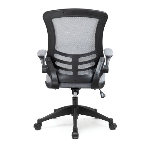 Nautilus Designs Luna Designer High Back Mesh Grey Task Operator Office Chair With Folding Arms and Black Shell - BCM/L1302/GY Office Chairs 30337NA