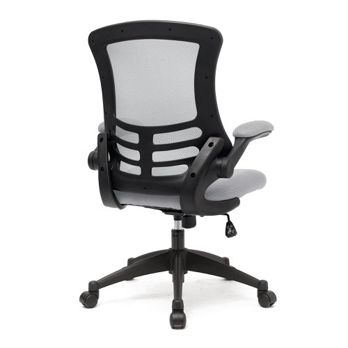 Nautilus Designs Luna Designer High Back Mesh Grey Task Operator Office Chair With Folding Arms and Black Shell - BCM/L1302/GY  30337NA