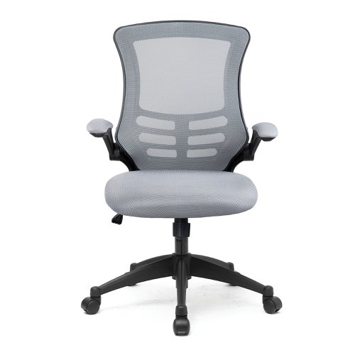 Luna Designer High Back Mesh Chair with Folding Arms - Grey | BCM/L1302/GY | Nautilus Designs