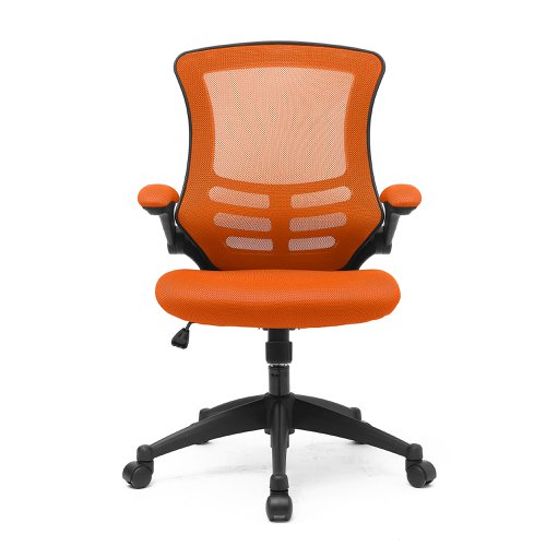 47298NA - Nautilus Designs Luna Designer High Back Mesh Orange Task Operator Office Chair With Folding Arms and Black Shell - BCM/L1302/OG
