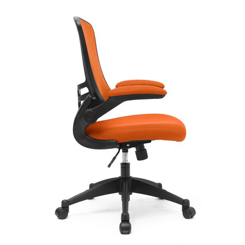 Nautilus Designs Luna Designer High Back Mesh Orange Task Operator Office Chair With Folding Arms and Black Shell - BCM/L1302/OG Nautilus Designs