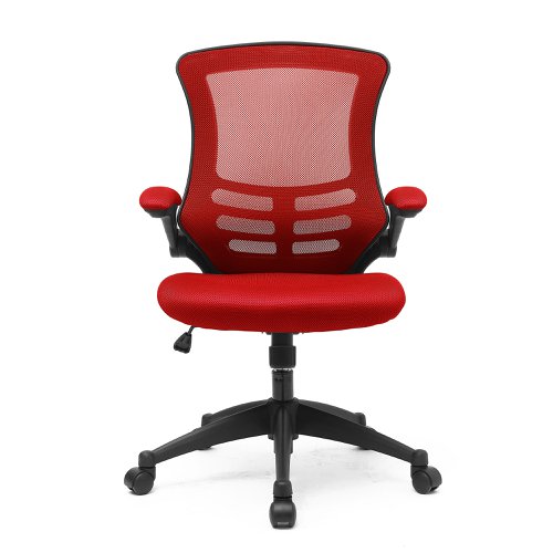 Nautilus Designs Luna Designer High Back Mesh Red Task Operator Office Chair With Folding Arms and Black Shell - BCM/L1302/RD