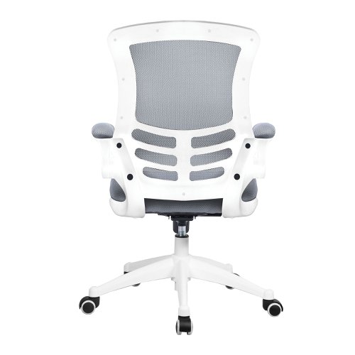 Nautilus Designs Luna Designer High Back Mesh Grey Task Operator Office Chair With Folding Arms and White Shell - BCM/L1302/WH-GY