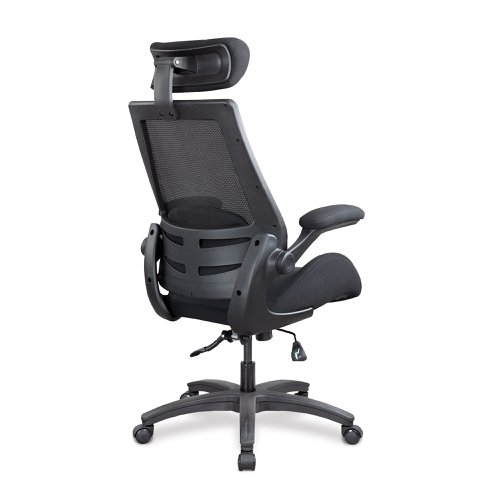 Nautilus Designs Resolute High Back 24 Hour Mesh Task Operator Office Chair With Folding Arms and Optional Headrest Black - BCM/L1305/BK