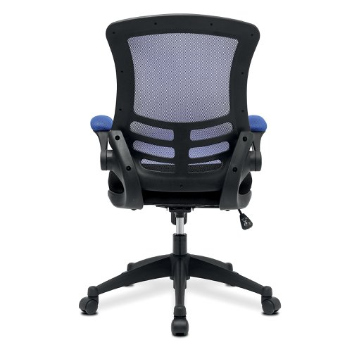 Luna Designer Two Tone High Back Mesh Chair with Folding Arms - Blue/Black | BCM/T1302/BL | Nautilus Designs