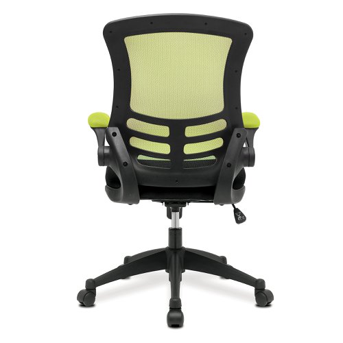 Nautilus Designs Luna Designer High Back Two Tone Mesh Task Operator Office Chair With Folding Arms & Black Shell Green/Black - BCM/T1302/GN